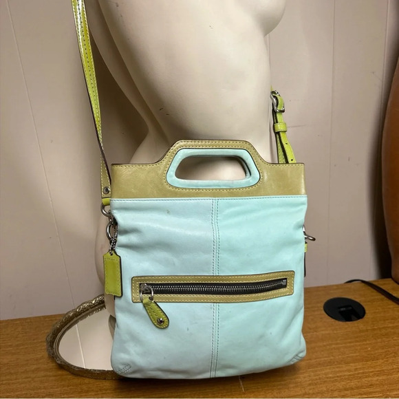 Coach Leather crossbody bag Green And Blue Leather - Picture 9 of 13